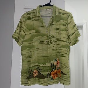 Tommy Bahama Green Button Down Blouse